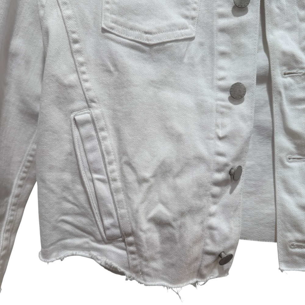 NWT L'Agence Janelle Cropped Slim-Fit Jean Jacket Casual Denim Blanc White Sz S - Picture 9 of 16
